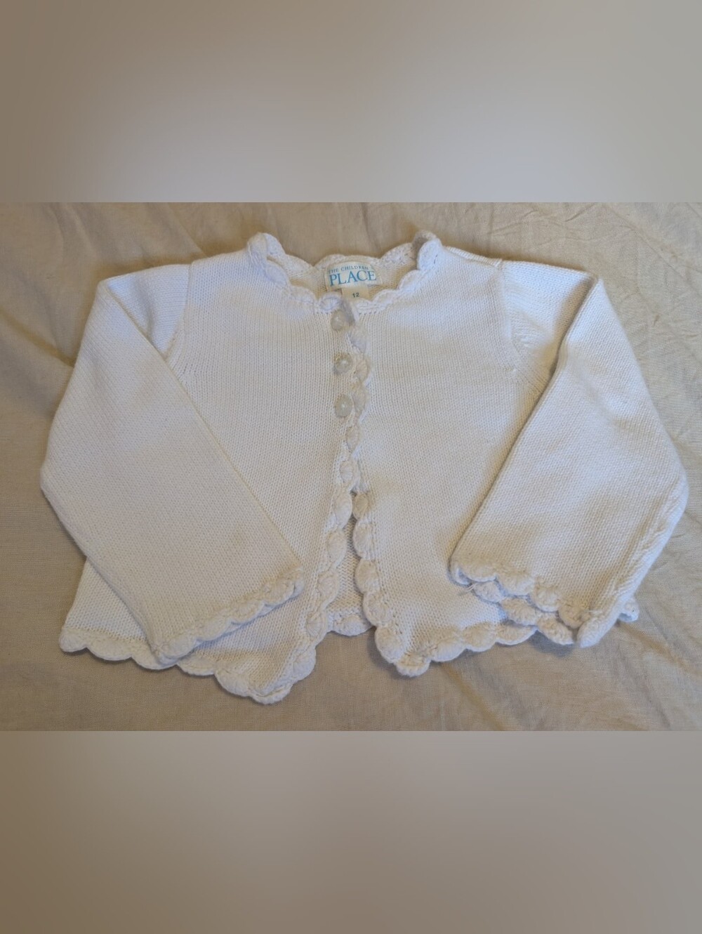 🌸4/25$ The Children's Place White Knit Baby Cardigan 100% Cotton